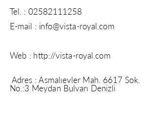 Vista Royal Hotel iletiim bilgileri